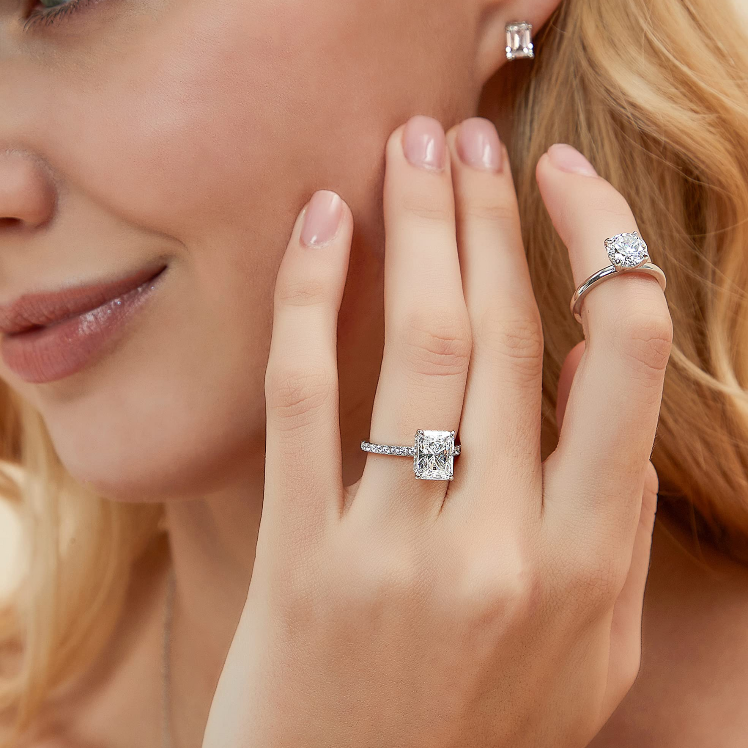 radiant cut ring, sterling silver rings for women, affordable wedding rings, cubic zirconia ring, 3ct ring, sterling silver cubic zirconia rings, travel ring, cheap rings, inexpensive promise ring, cz engagement rings