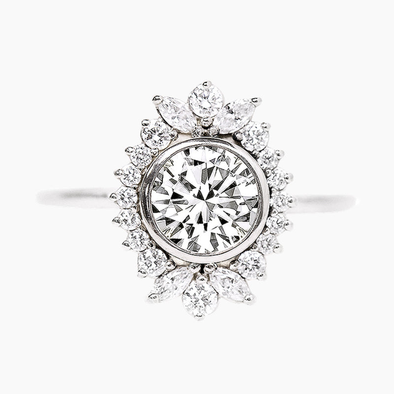 Round Lace Vintage Engagement Ring in Sterling Silver