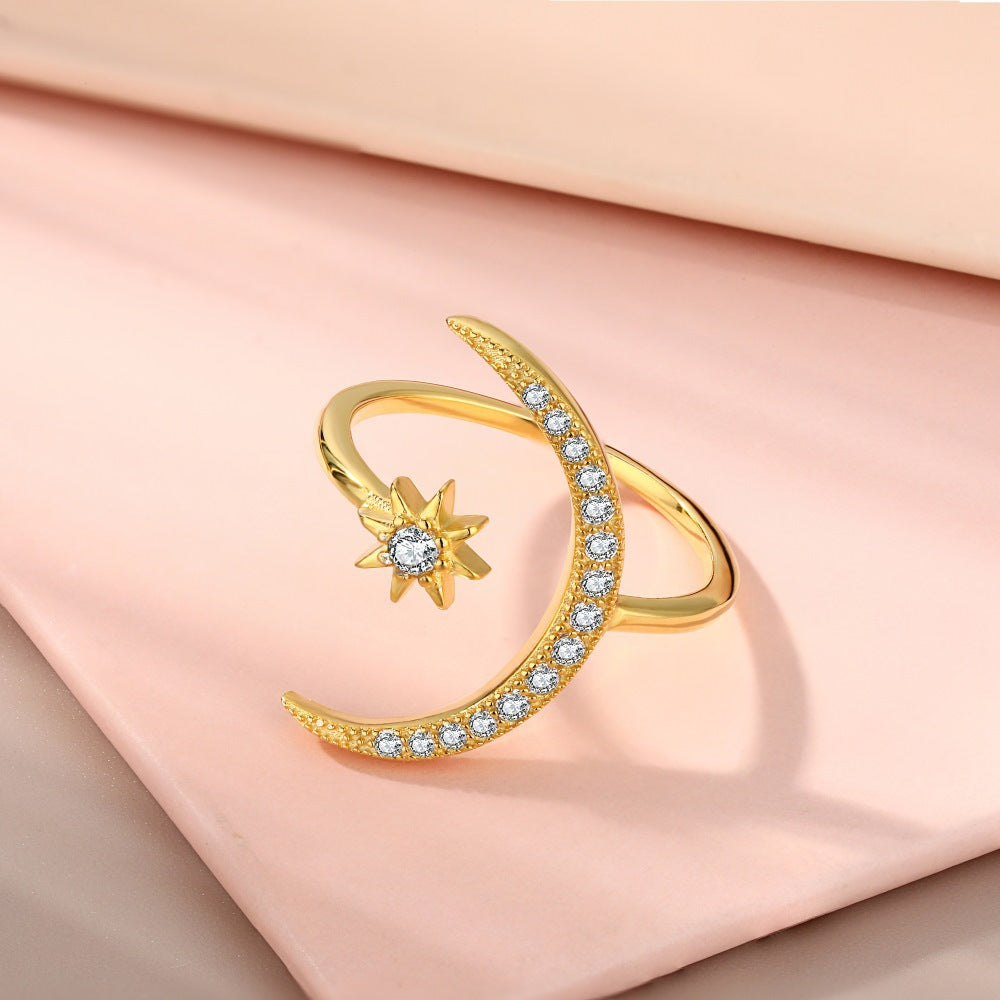 star moon open rings; quality rings for her; Eamti;