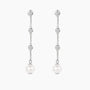 silver pearl earrings, pearl dangle earrings, s925 dangle earrings, earrings with pearl drops, cz stones