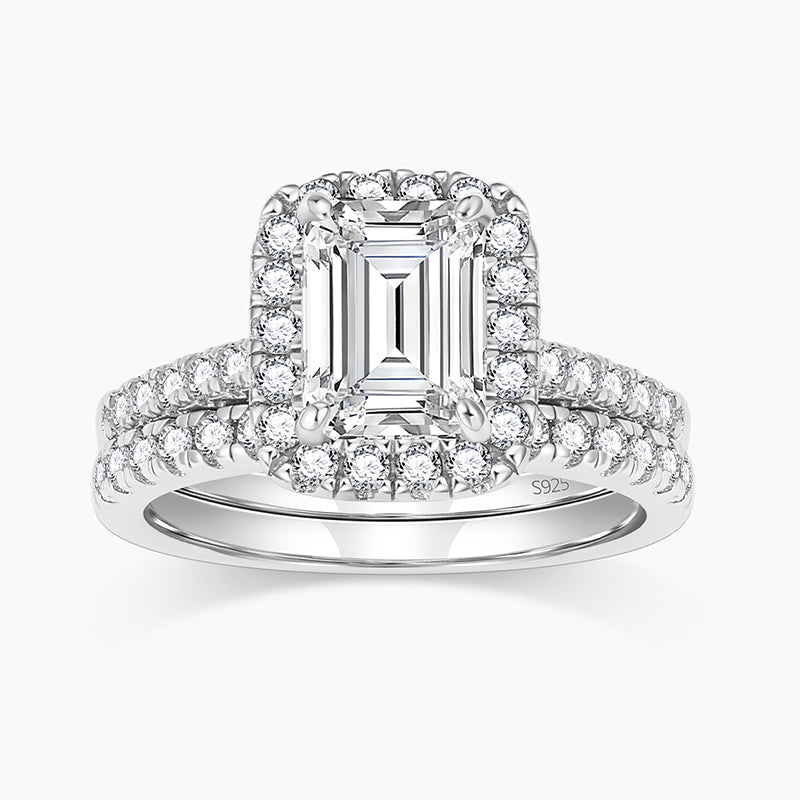 s925 silvers set, emerald cut rings, 2ct rings for wedding, 2ct rings for women, gold plated rings, stuuning cz ring, eternity ring