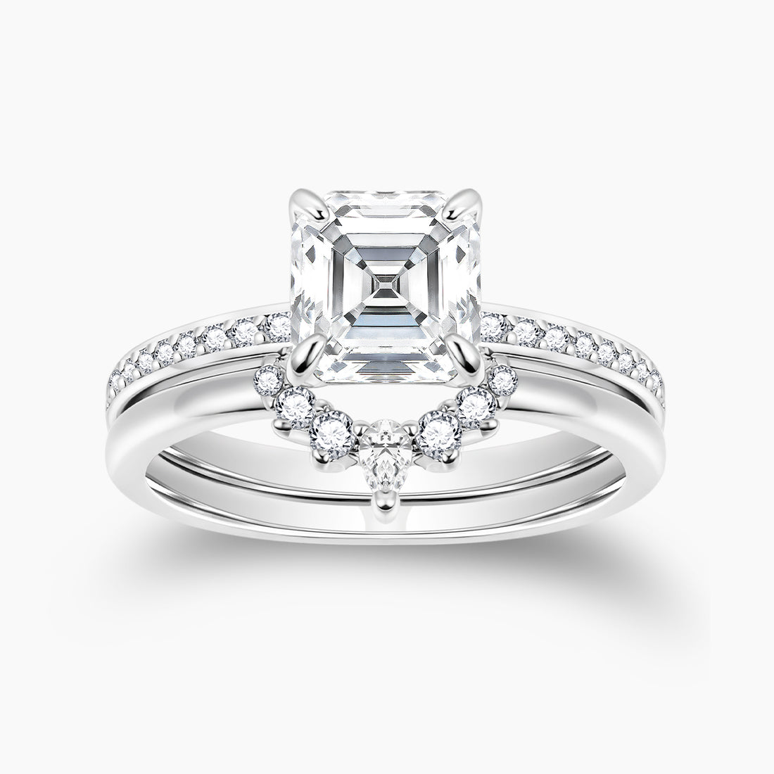 cheap wedding ring sets, asscher cut ring, cubic zirconia ring, sterling silver ring, silver wedding rings, crown rings, cheap cubic zirconia ring, fake bridal set rings