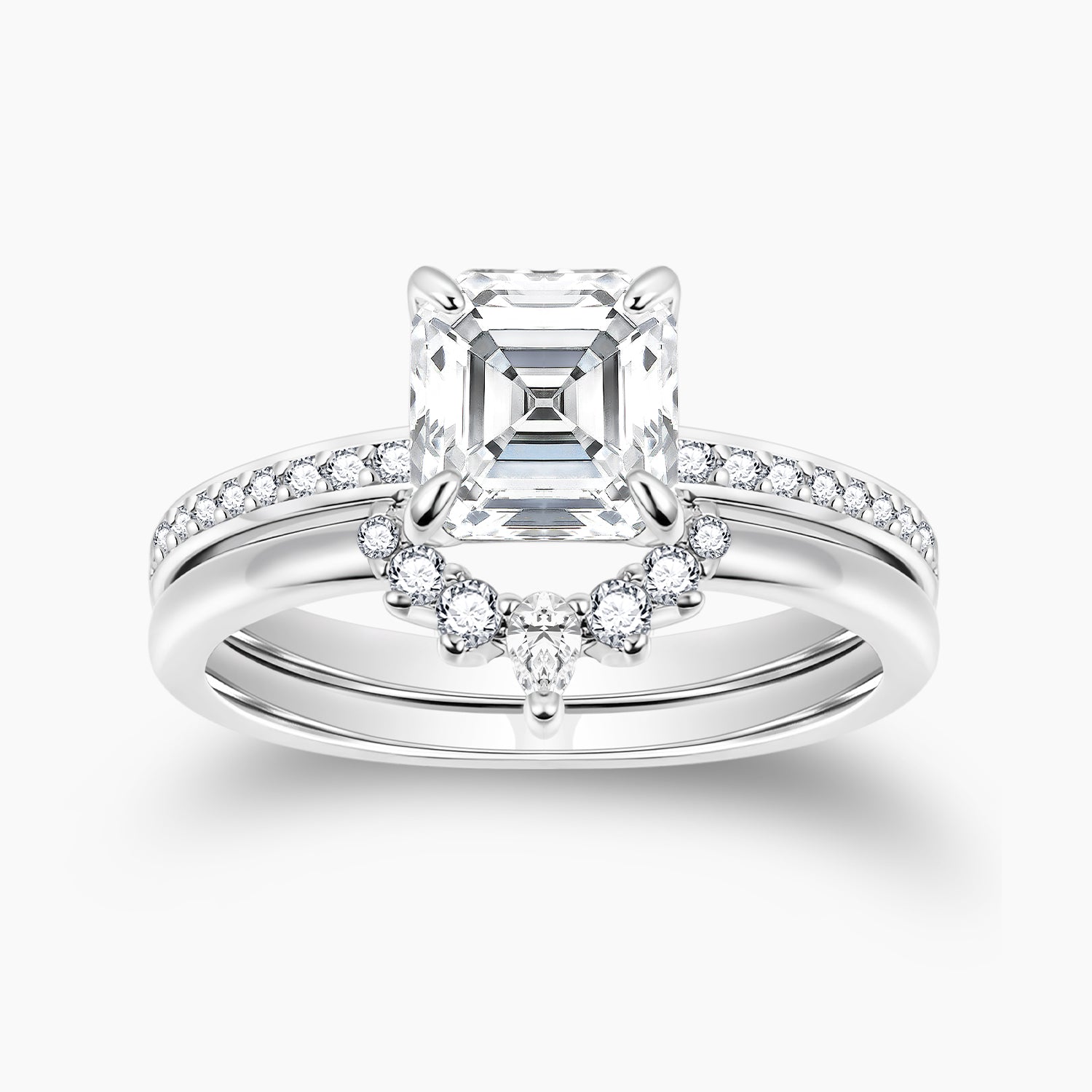 cheap wedding ring sets, asscher cut ring, cubic zirconia ring, sterling silver ring, silver wedding rings, crown rings, cheap cubic zirconia ring, fake bridal set rings