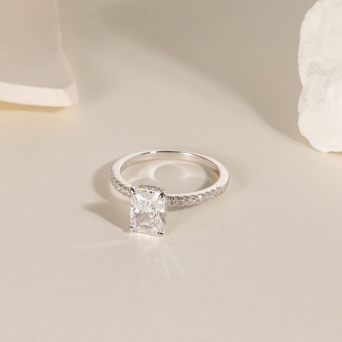 radiant cut ring, sterling silver rings for women, affordable wedding rings, cubic zirconia ring, 2ct ring, sterling silver cubic zirconia rings, travel ring, cheap rings, inexpensive promise ring, cz engagement rings, silver engagement rings, travel rings