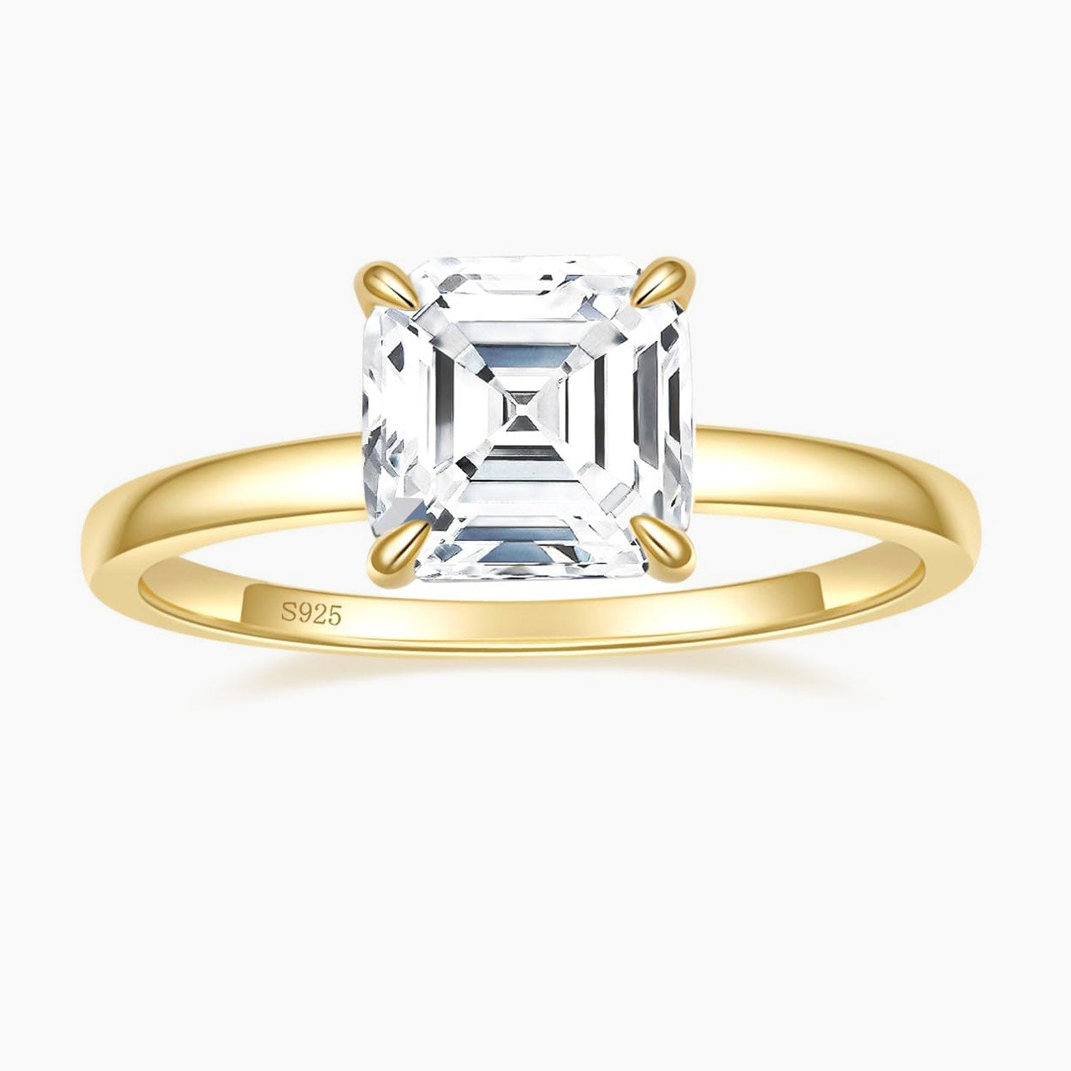 2CT engagement ring, asscher cut ring, cubic zirconia ring, sterling silver ring, cubic zirconia engagement ring, affordable jewelry, travel ring, CZ Stones