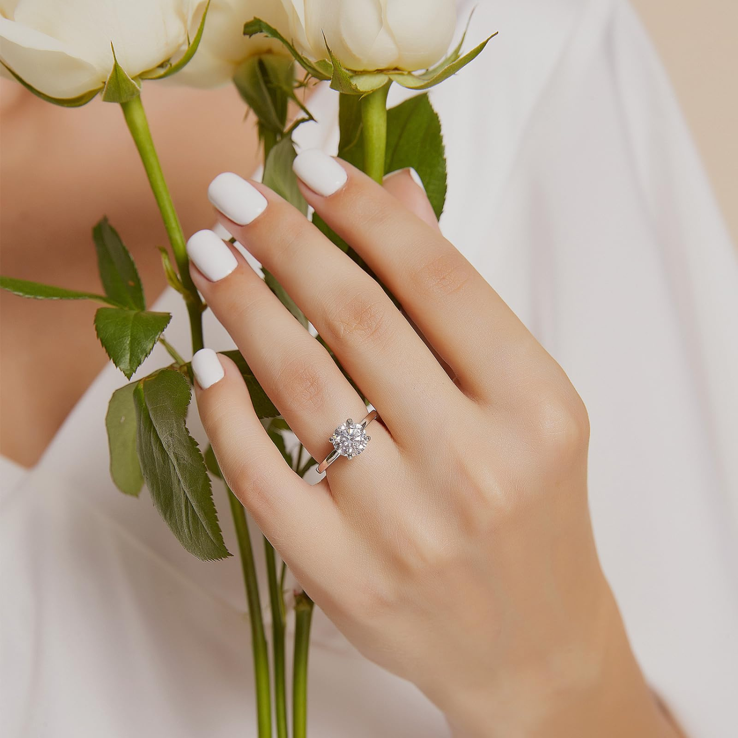 solitaire ring, silver cubic zirconia ring, cubic zirconia engagement ring, cubic zirconia wedding rings, 2ct wedding ring, cheap wedding ring under $50, silver round ring, round cut ring