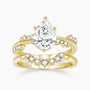 gold wedding band sets, fake bridal set rings, pear cut ring, cubic zirconia ring, sterling silver ring, crown ring, CZ Stones, cheap wedding ring sets