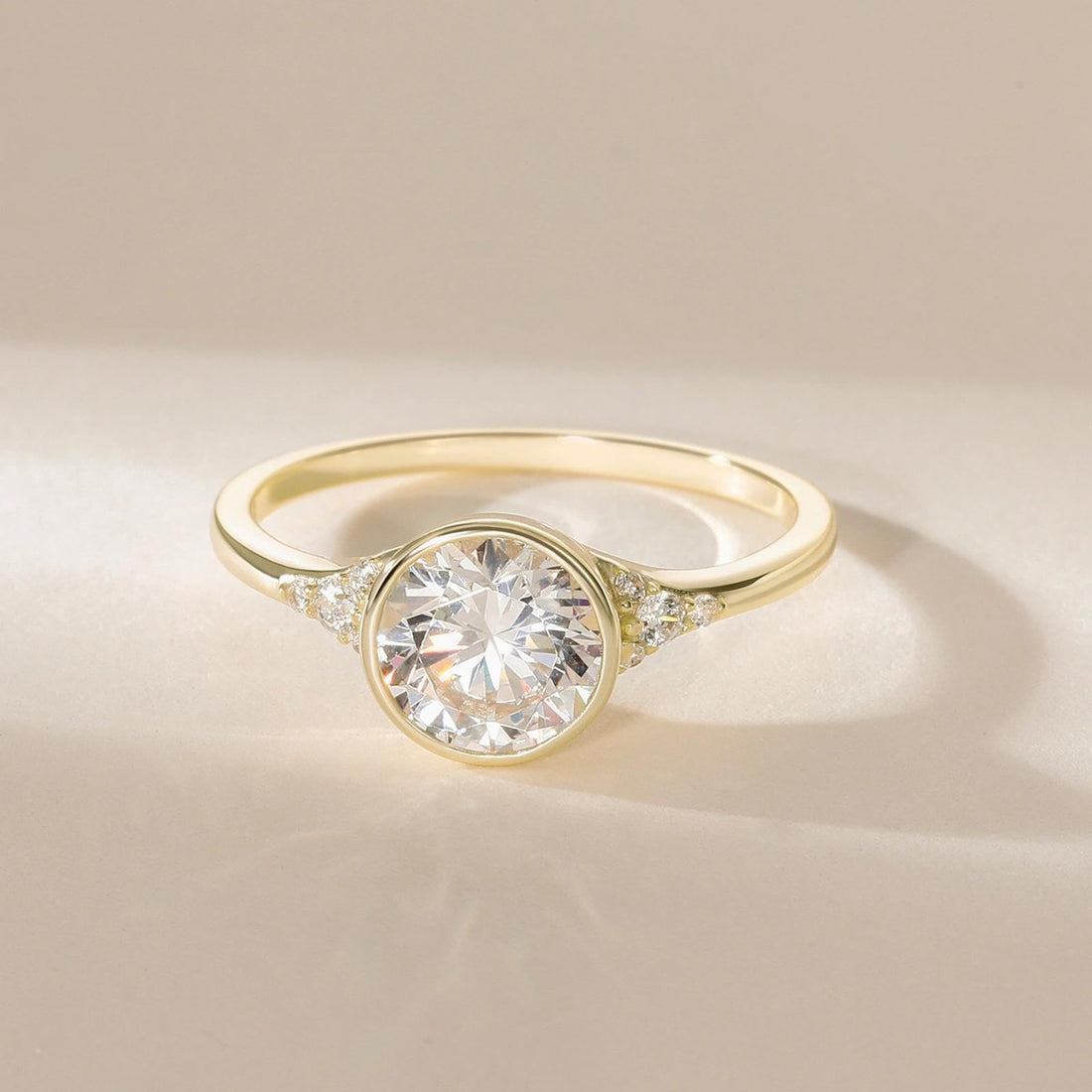2CT Round Cut Bezel Engagement Ring