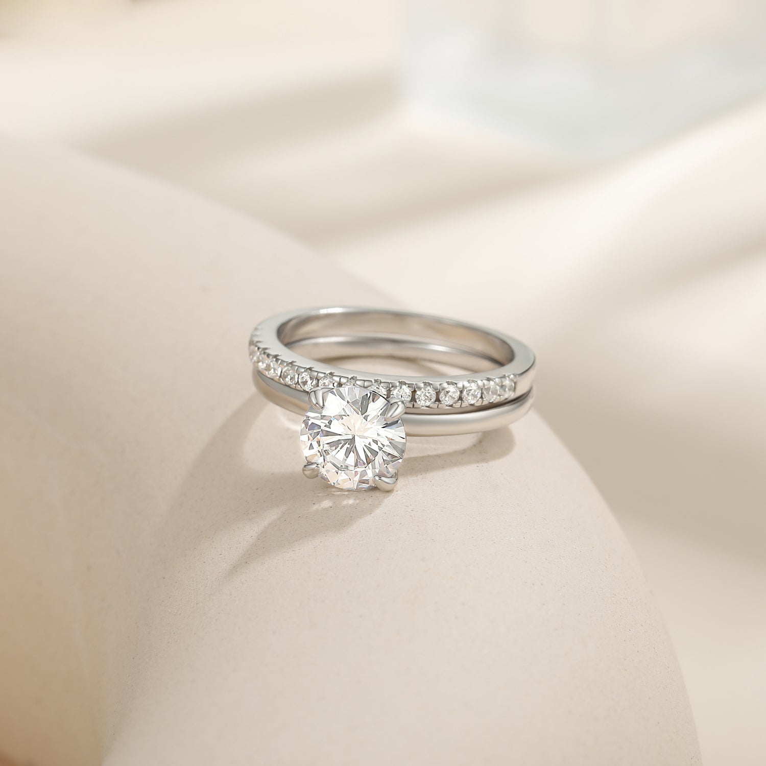 fake bridal set rings, silver cubic zirconia ring set, cubic zirconia ring set, silver wedding band sets, cheap wedding ring sets, travel wedding ring sets