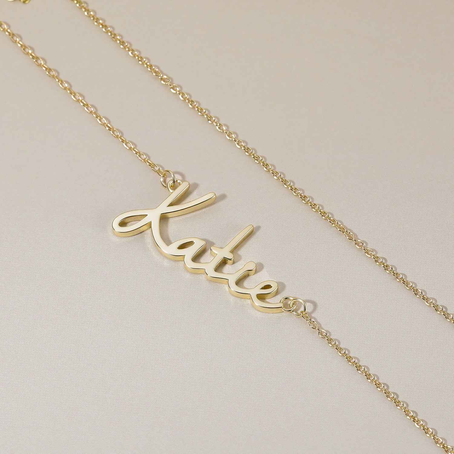 Gold Plated, Name Necklace, Initial Necklace, Layered Necklace, Personalized Necklace, Delicate Necklace, Dainty Necklace, Affordable Jewelry