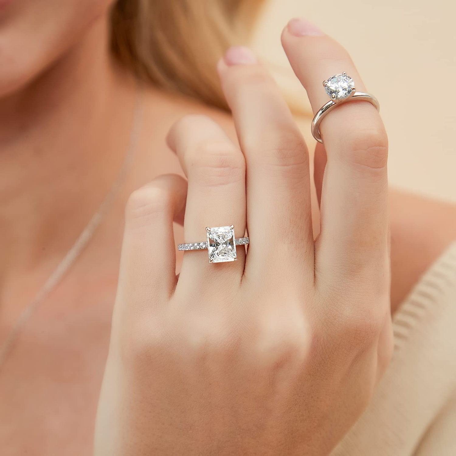 radiant cut ring, sterling silver rings for women, affordable wedding rings, cubic zirconia ring, 3ct ring, sterling silver cubic zirconia rings, travel ring, cheap rings, inexpensive promise ring, cz engagement rings