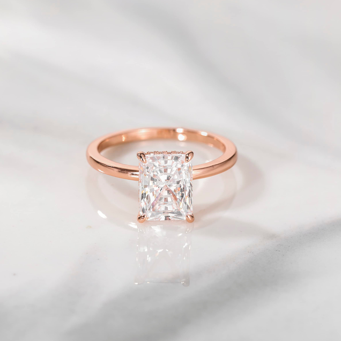 3CT S925 Radiant Cut Cubic Zirconia Engagement Ring