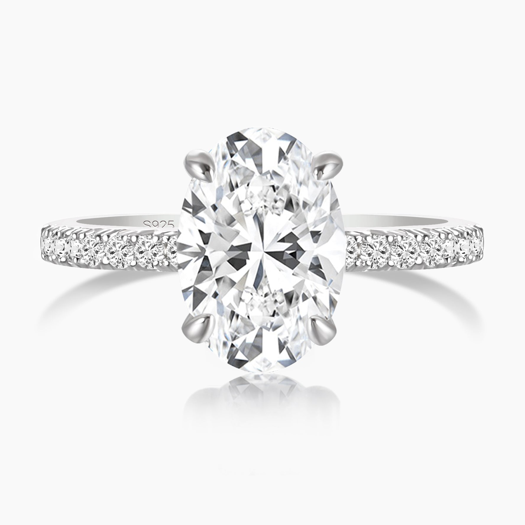 4CT Oval Cut Cubic Zirconia Engagement Ring