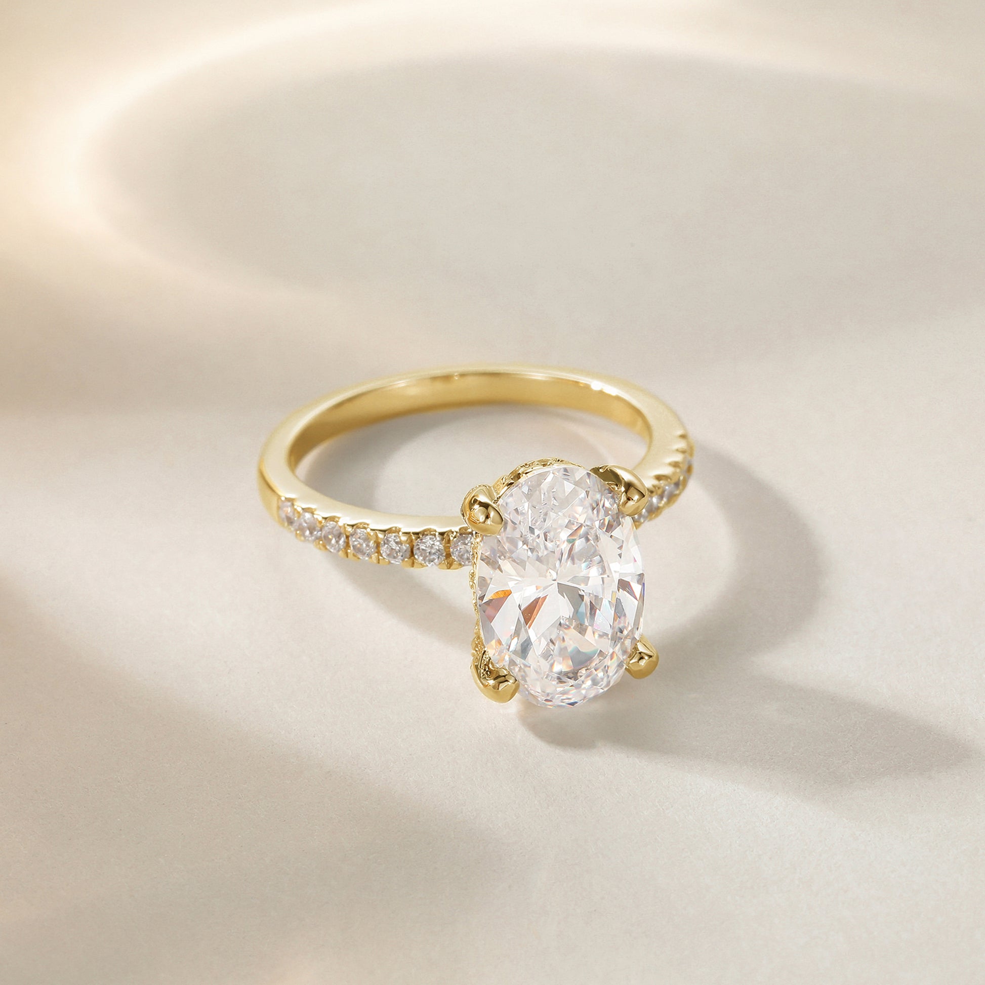 4CT Oval Cut Cubic Zirconia Engagement Ring