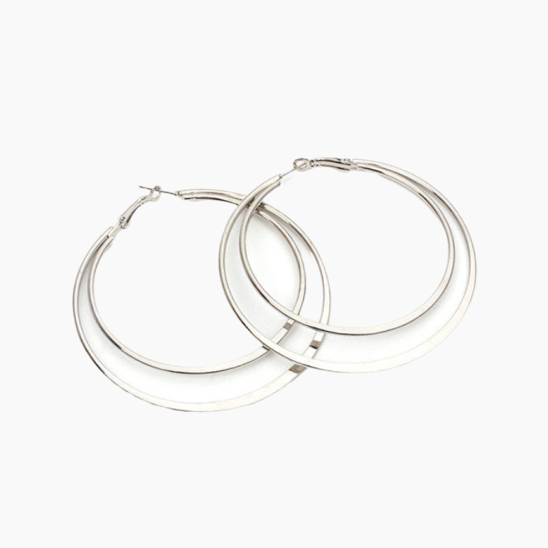Exaggerated Geometric Double Layer Big Circle Earrings