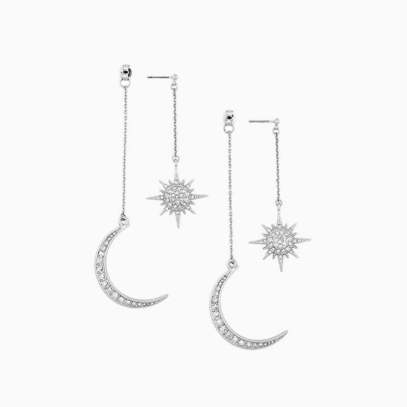 Orecchini pendenti con luna e stella