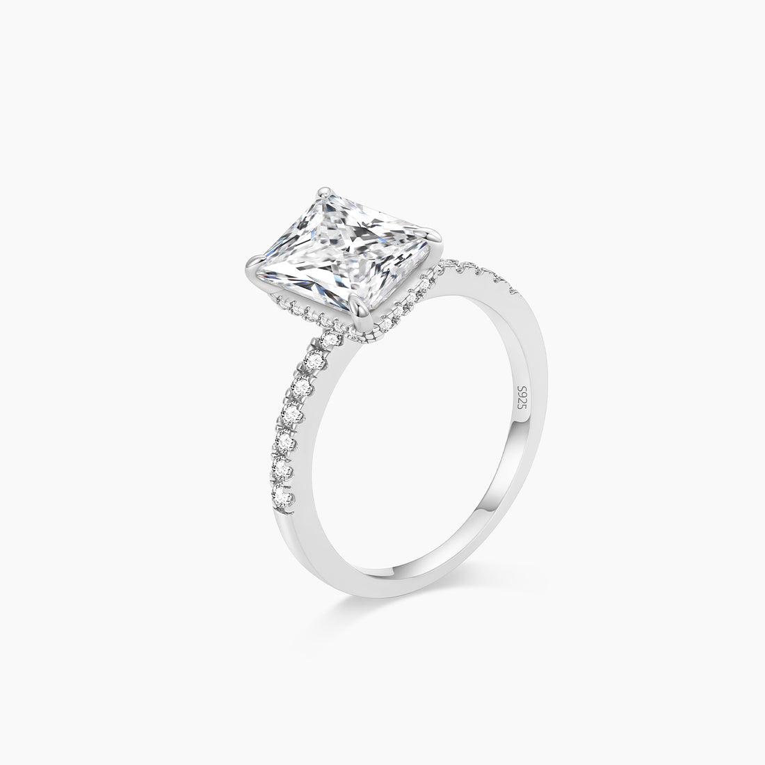 radiant cut ring, sterling silver rings for women, affordable wedding rings, stunning cubic zirconia ring, 3ct ring