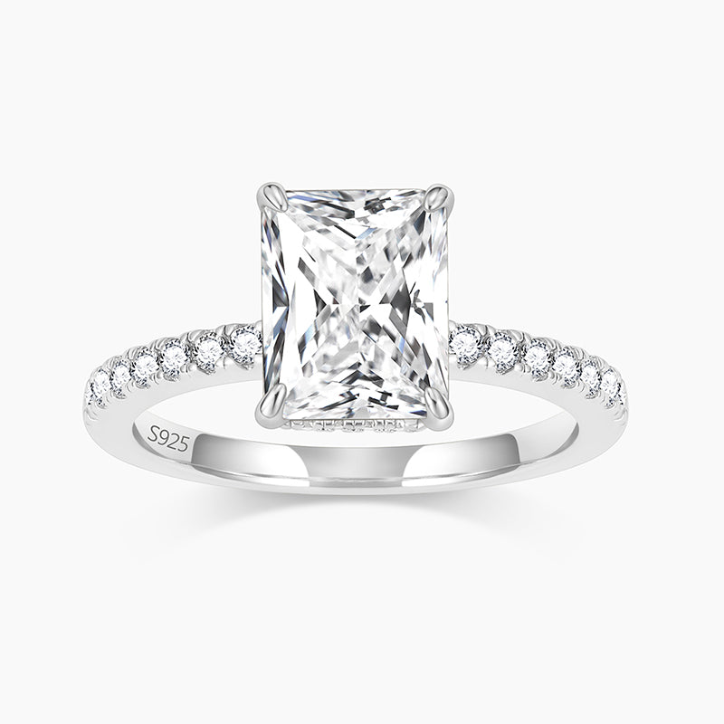 radiant cut ring, sterling silver rings for women, affordable wedding rings, stunning cubic zirconia ring, 3ct ring