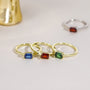 dainty ring, birthstone ring, baguette cut ring, minimalist ring, personalized
