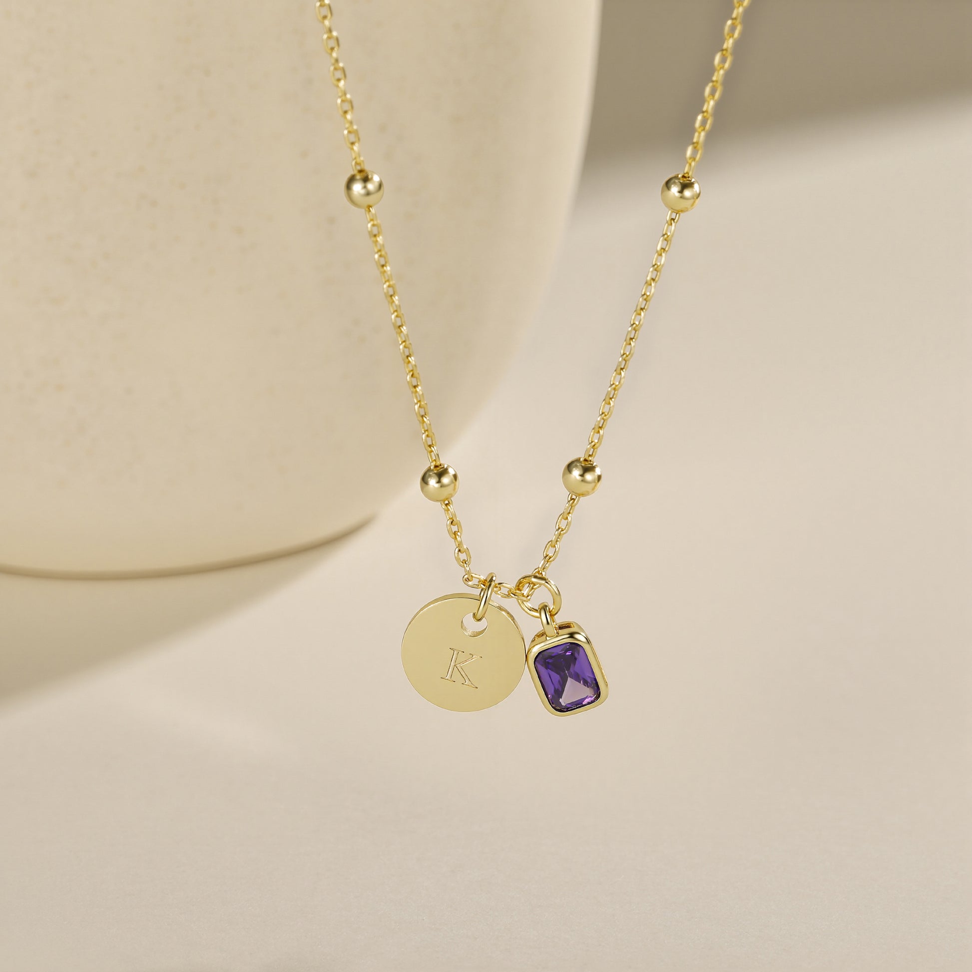 Birthstone necklace, nitial pendant necklace, Disc Pendant, Birthstone necklace, Gold Plated, Birthstone Necklace, Layered Necklace, Personalized Necklace, Delicate Necklace, Initial Necklace, Affordable Jewelry