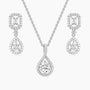 necklace and earrings set, pear cut, bridal set, cubic zirconia usa, affordable jewelry, wedding jewelry sets, cz wedding sets, teardrop, cz stones, 925 sterling silver, cz bridal sets
