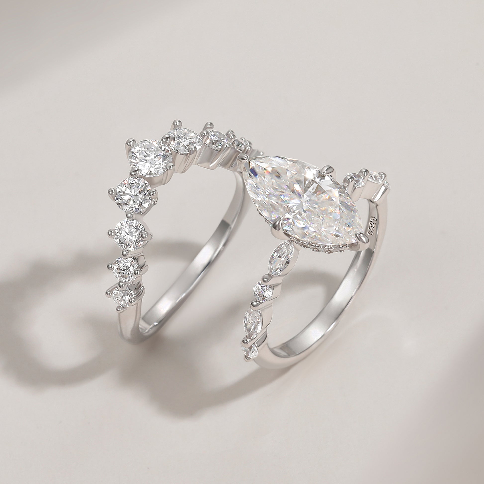 modern engagement rings, half eternity band, v shaped wedding band, cubic zirconia rings, cz engagement rings, cz ring, eamti, travel ring, eamti jewelry