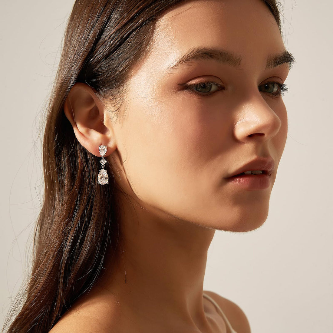 Dangling CZ Teardrop Earrings