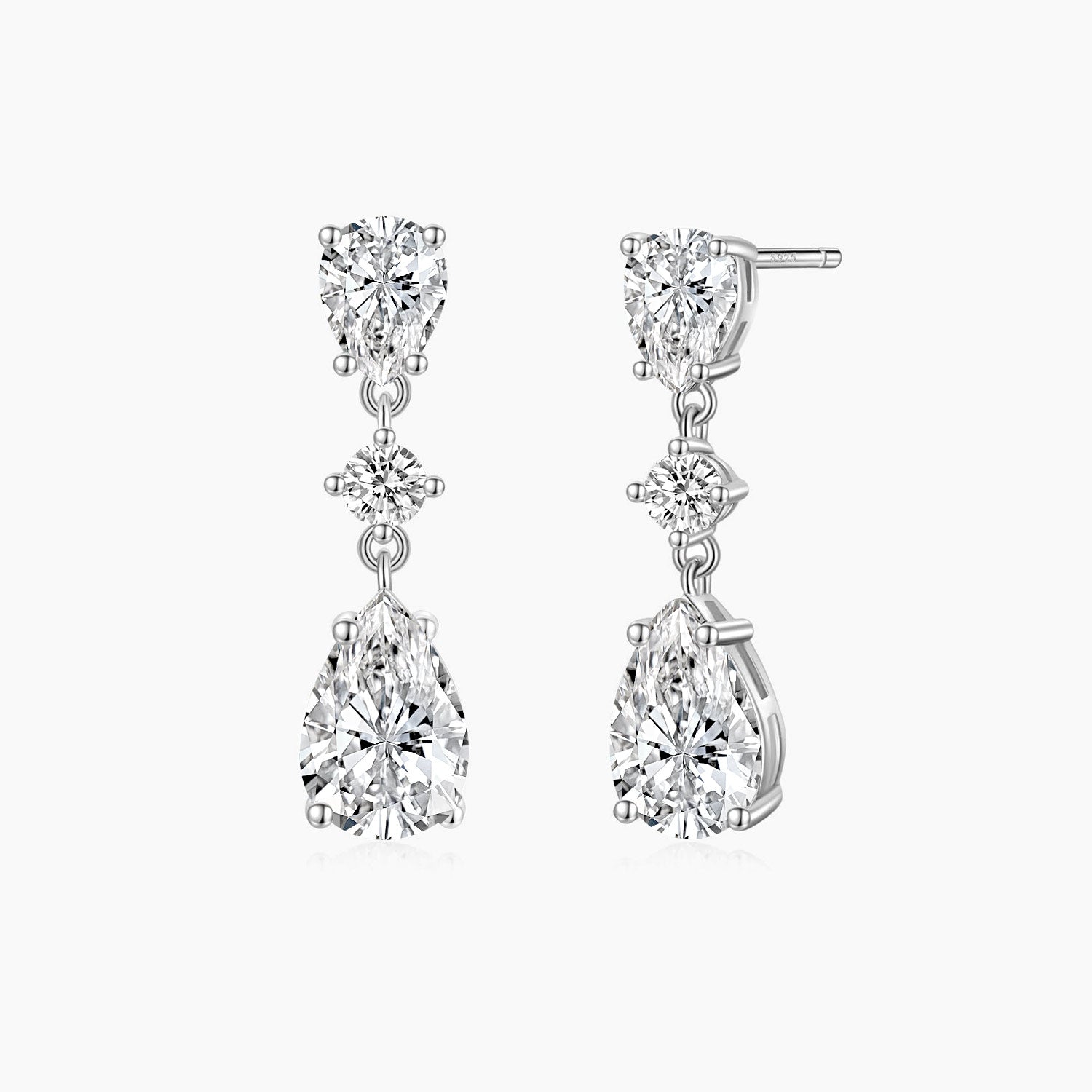 Dangling CZ Teardrop Earrings