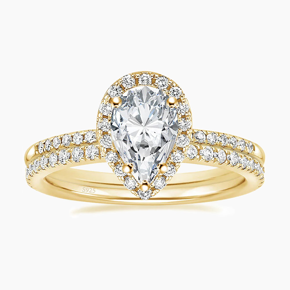 tear drop set rings, s925 ring sets, 2ct wedding rings for women, gold plated tear drop rings, s925 cz ring, cubic zirconia ring under $50