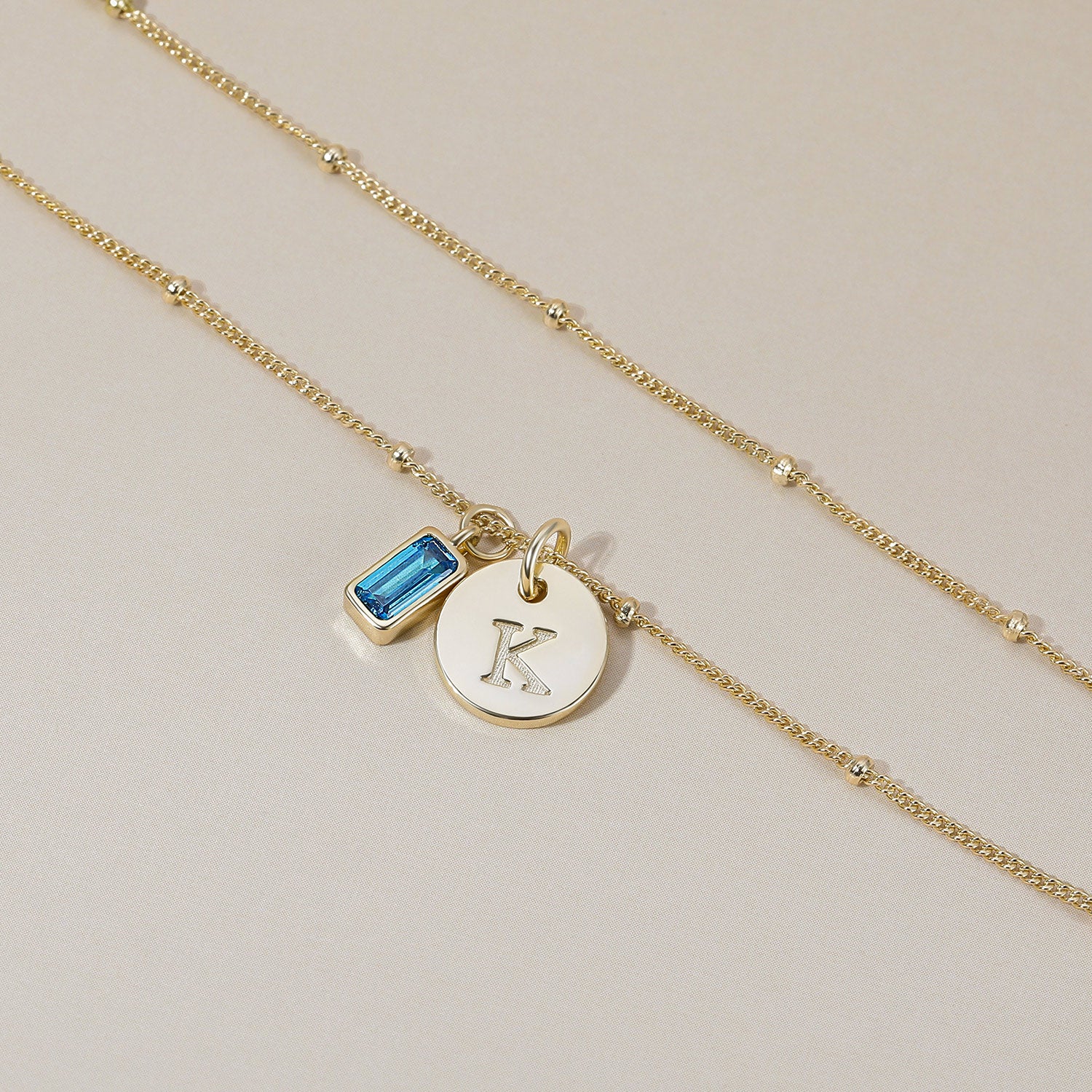 Gold Plated, Birthstone Necklace, Layered Necklace, Personalized Necklace, Delicate Necklace, Initial Necklace, Affordable Jewelry