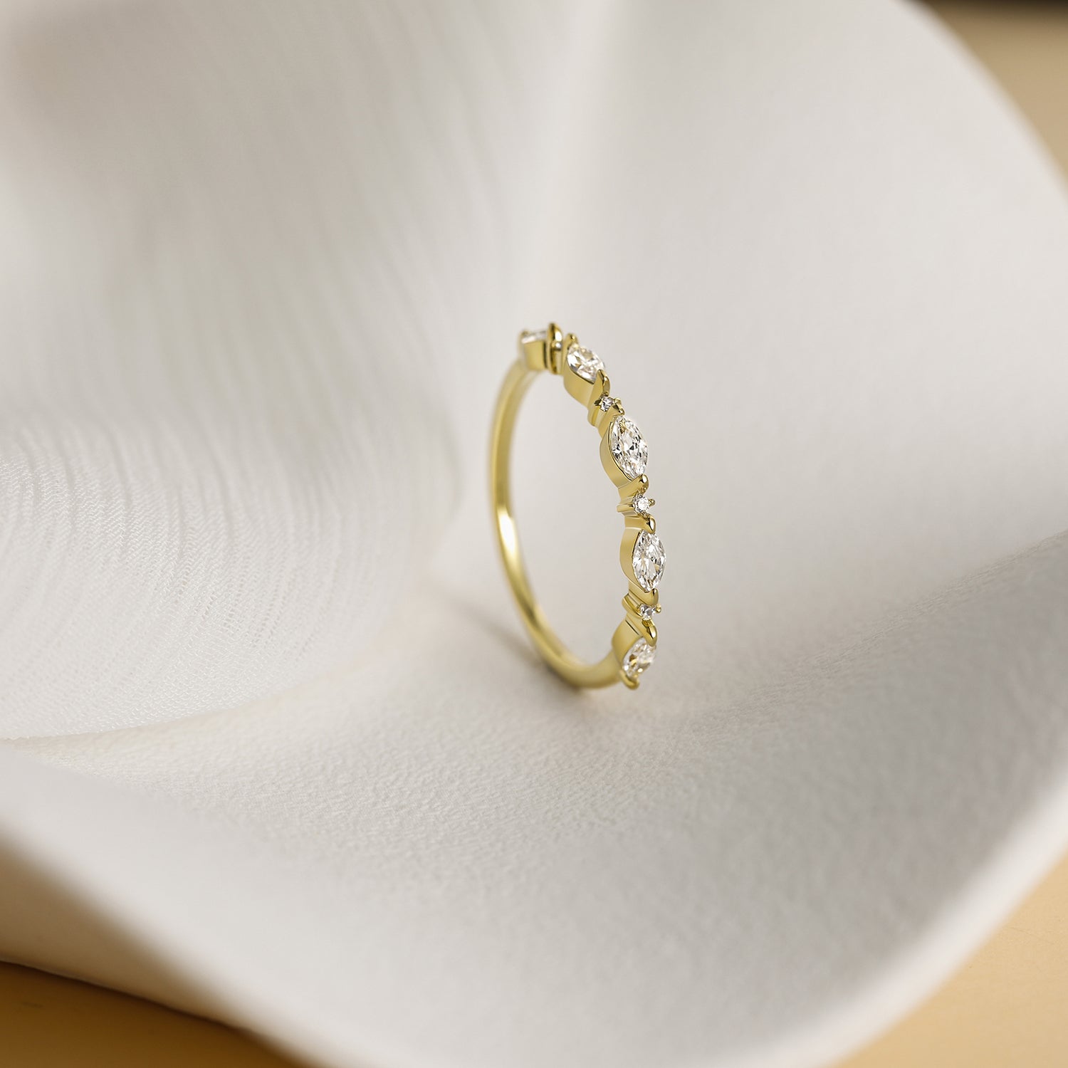 Marquise And Round Half Eternity Wedding Band
