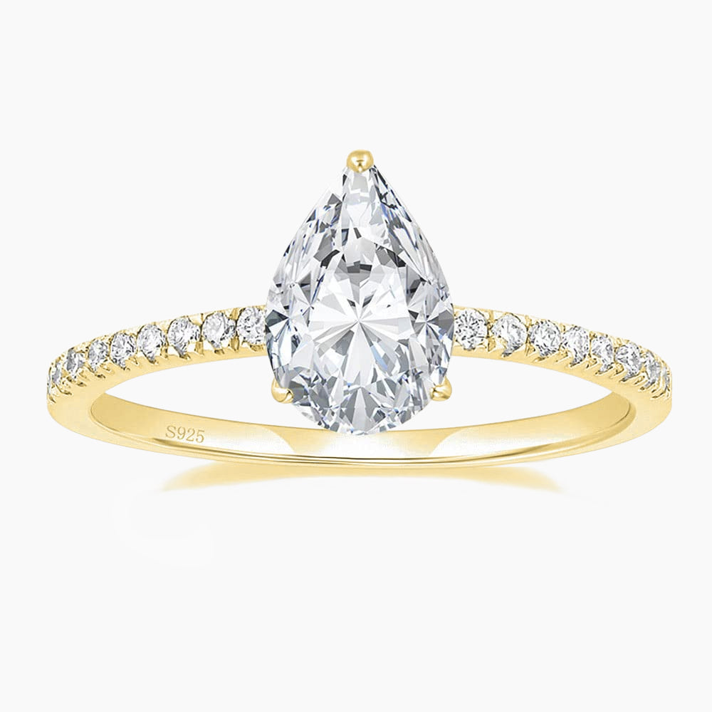 pear cut engagement rings, s925 pear shape rings, pear ring for women, cheap wedding rings under $50, cubic zirconia pear ring, gold pear ring