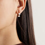 silver pearl earrings, huggie earrings, cz earring, pearl wedding earrings