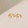 gold pearl earrings, huggies earrings, cz earring, pearl wedding earrings