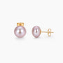 9mm purple pearls, purple pearls, pearl stud earrings, earrings in purple, gold earrings, 925 sterling silver posts, pearl bridal earrings, freshwater pearl earrings, pearl wedding earrings, purple pearl earrings