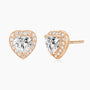 heart earrings, heart cut, cz stones, Petite, post earrings