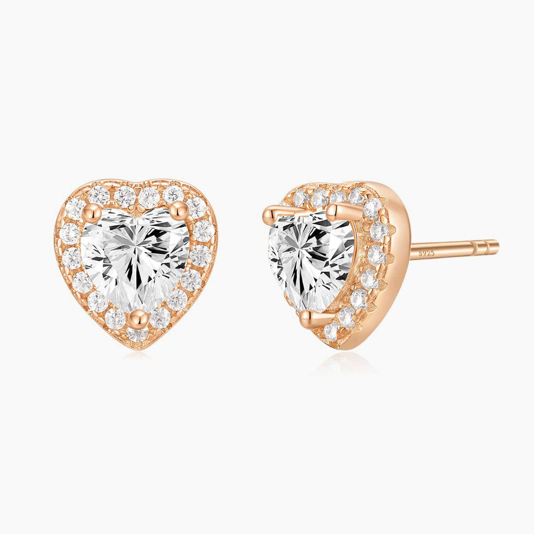 heart earrings, heart cut, cz stones, Petite, post earrings