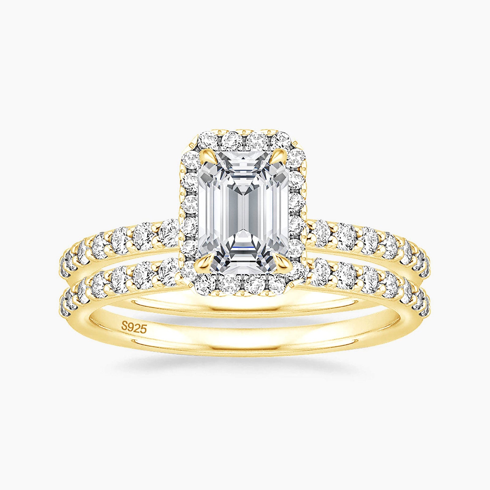 s925 silvers set, emerald cut rings, 2ct rings for wedding, 2ct rings for women, gold plated rings, stuuning cz ring, eternity ring