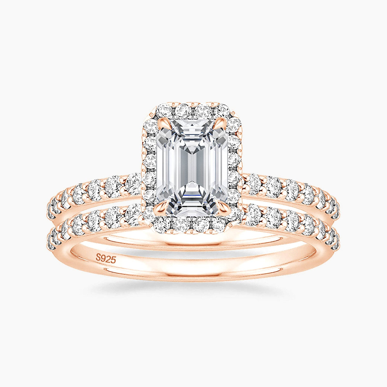 s925 silvers set, emerald cut rings, 2ct rings for wedding, 2ct rings for women, gold plated rings, stuuning cz ring, eternity ring