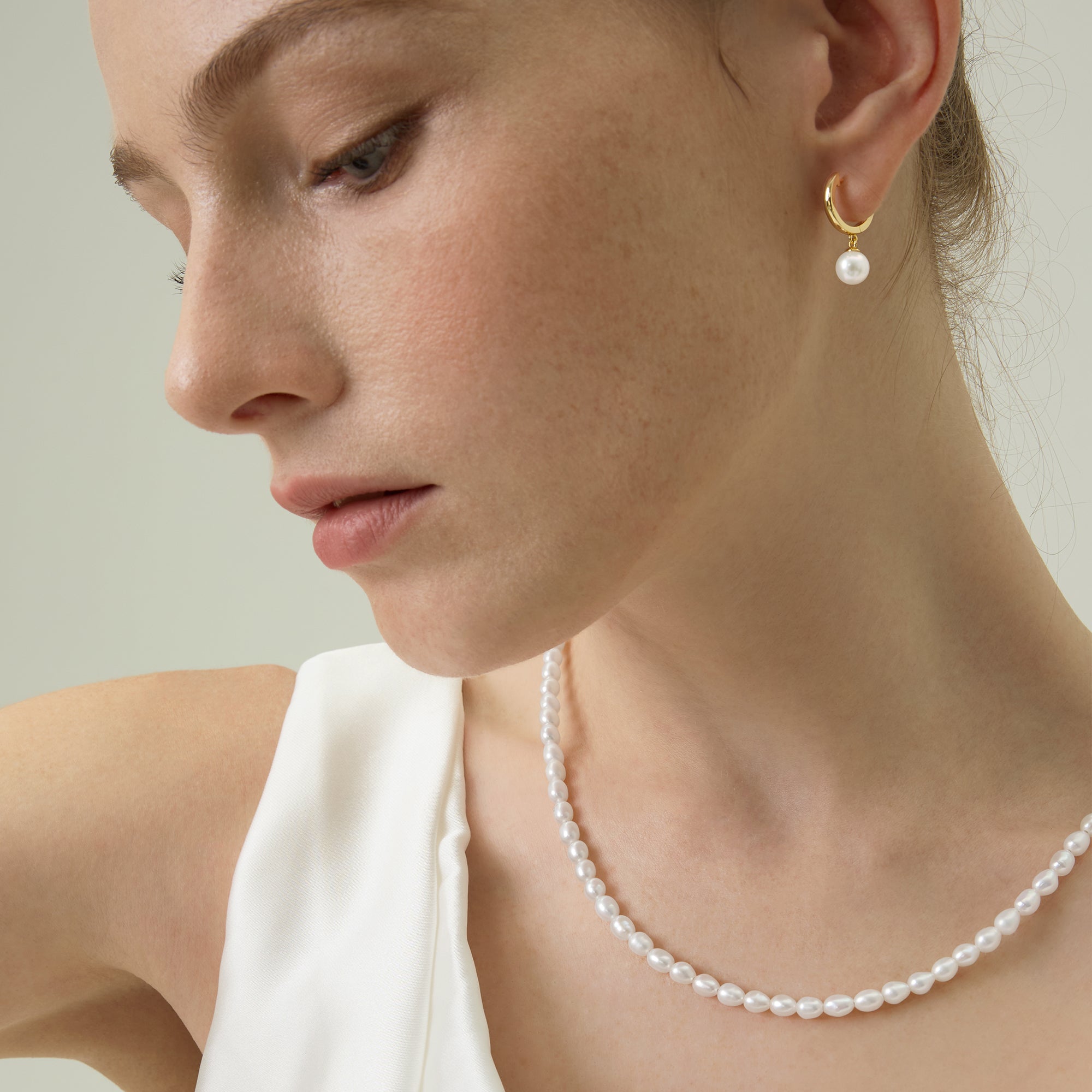Shimmering 14K Gold Plated Huggie Hoop Round Pearl Drop Earring, freshwater pearl earrings for women,  s925 post earrings for women, pearl drop earrings, 14k gold plated pearl earrings, eamti earrings, eamti pearl earrings, eamti jewelry