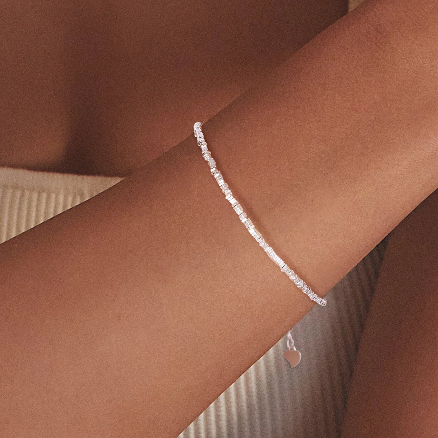 Silver Minimalist Beaded Bracelet