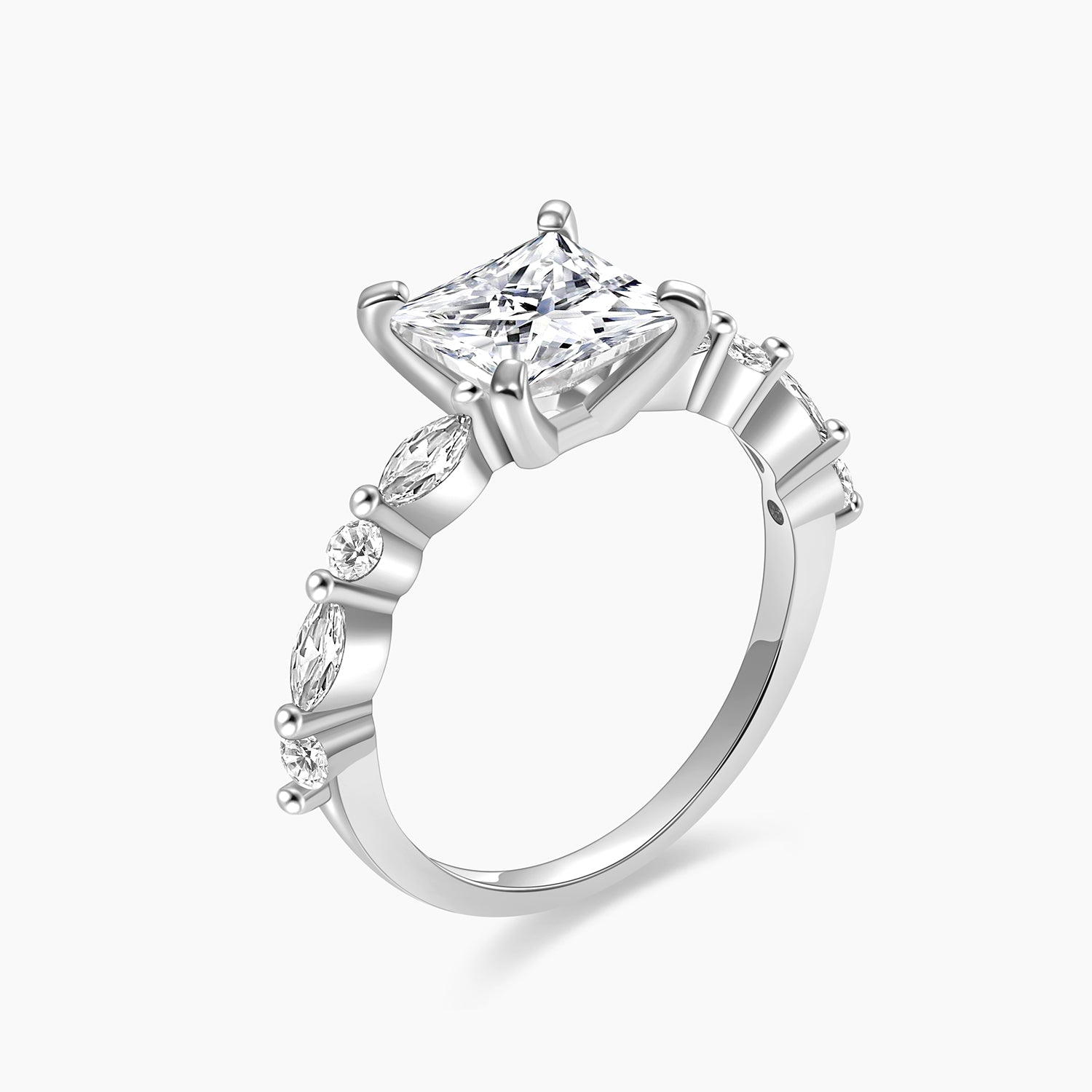 s925 wedding rings, cubic zirconia rings for women, cushion cut rings, eamti silver ring