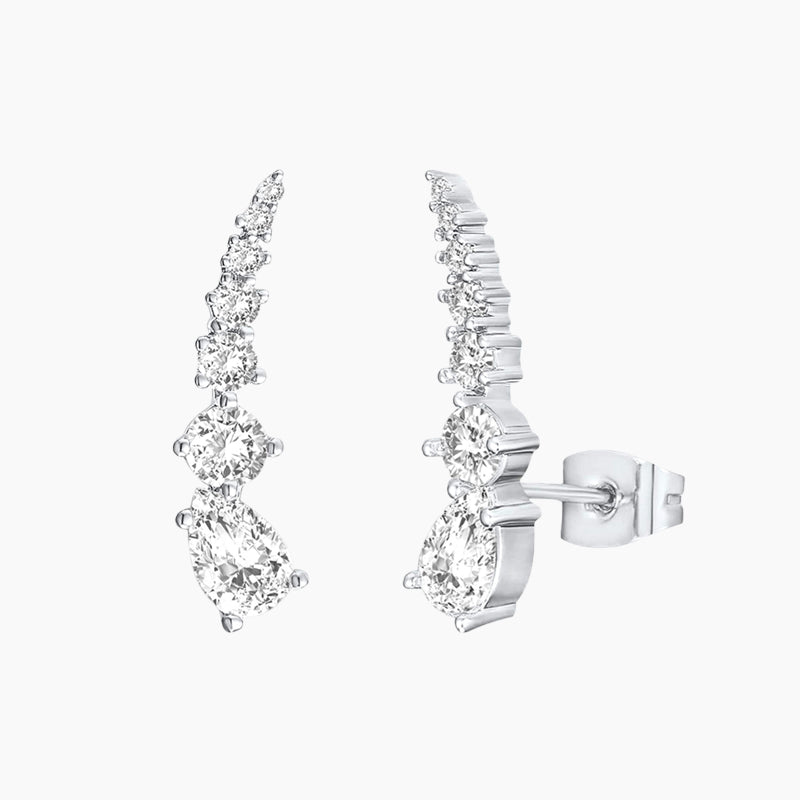 Sterling Silver CZ Climber Earrings