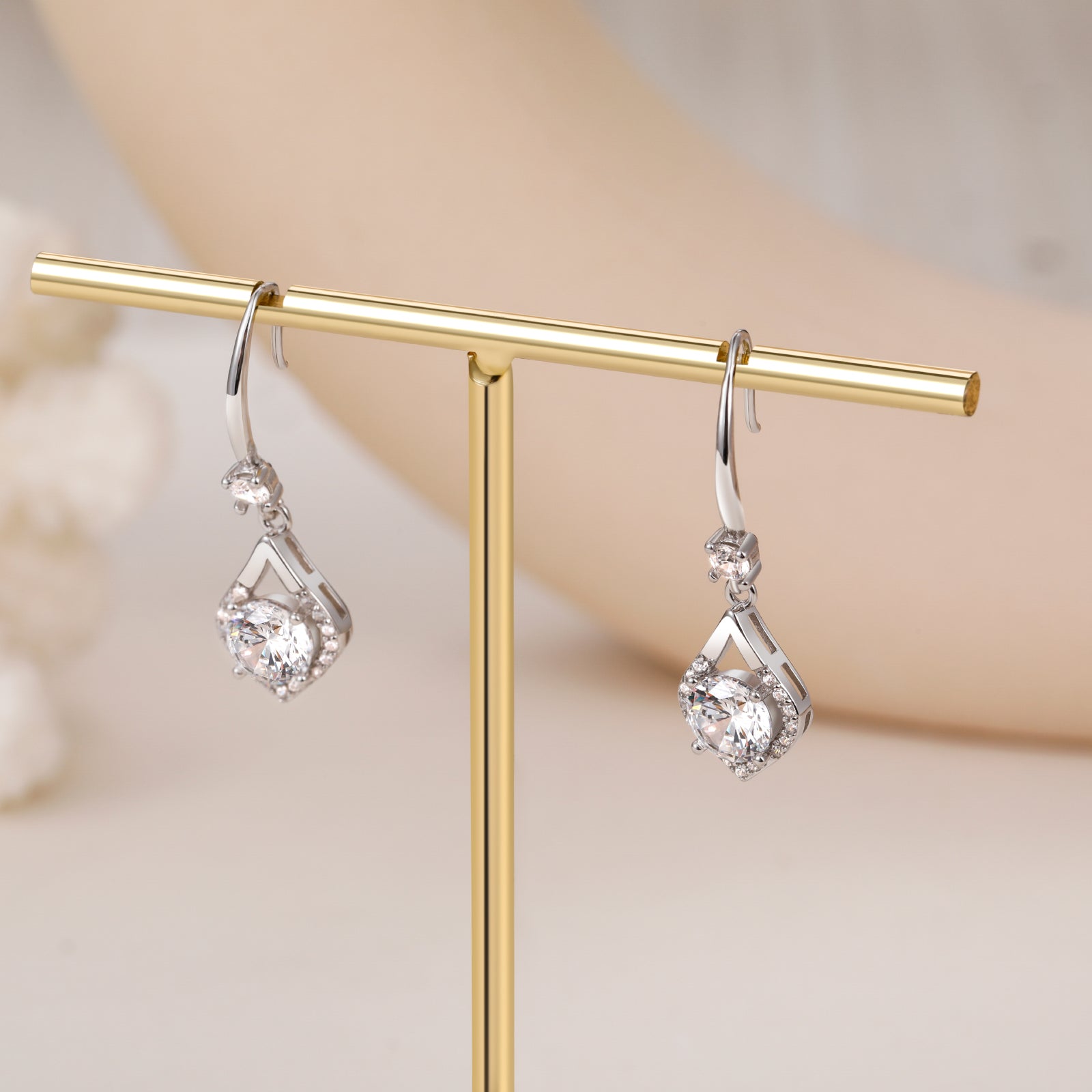 silver drop earrings, cubic zirconia earrings, stunning cz drop earrings, drop earrings for women