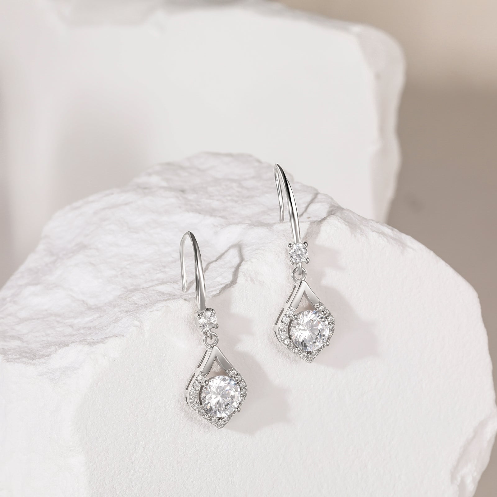 silver drop earrings, cubic zirconia earrings, stunning cz drop earrings, drop earrings for women