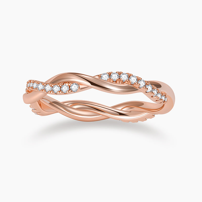 rose gold eternity rings, infinity ring, s925 band rings, cubic zirconia paved rings, stackable rings for women