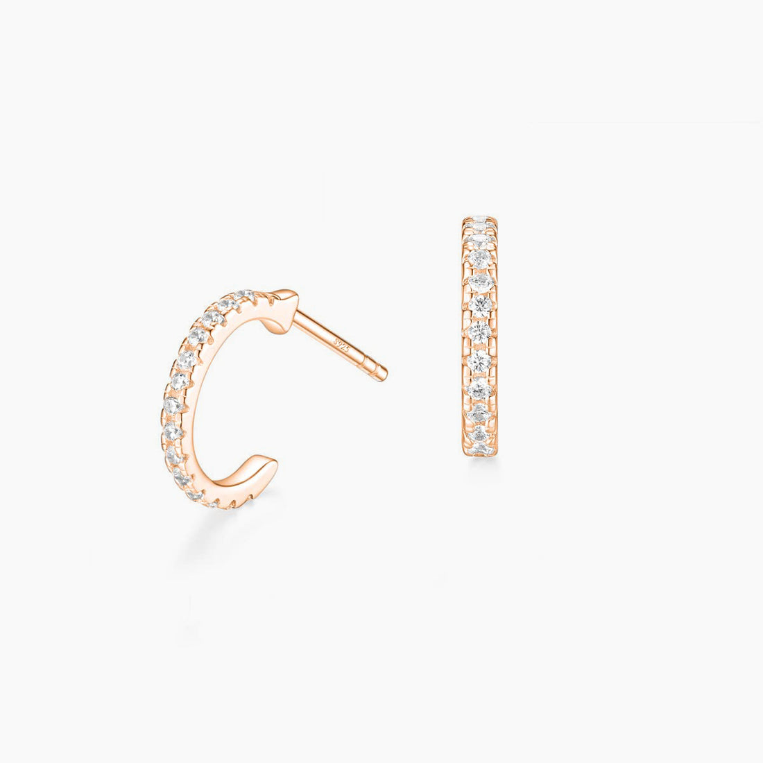 Sterling Silver Stud Huggie Hoop Earrings