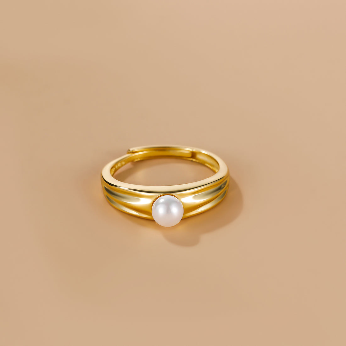 Sterling Silver Wide Band Pearl Ring