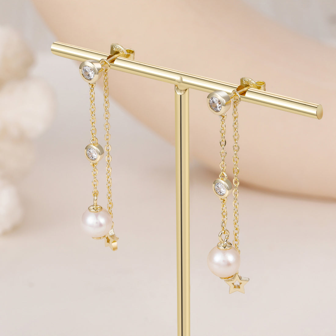 freshwater pearl earrings for women, cz pearl drop earrings, s925 earrings for women, pearl drop earrings