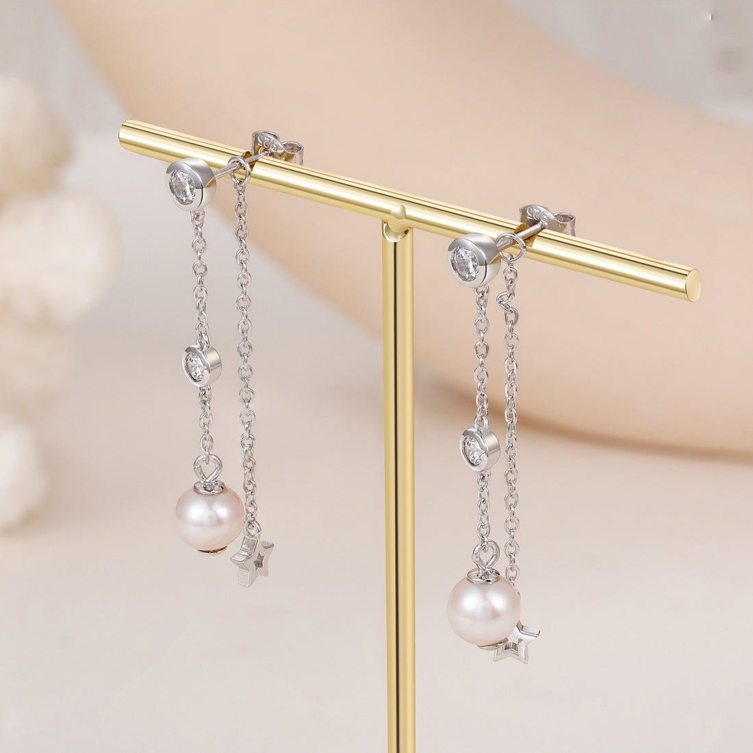 pearl drop earrings, freshwater pearl earrings for women, sterling silver pearl earrings